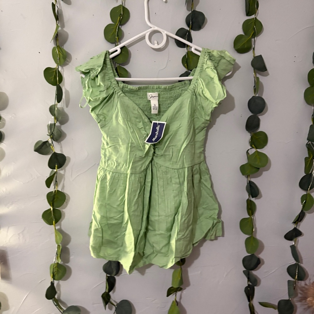 Japna Green Puff Sleeve Blouse
